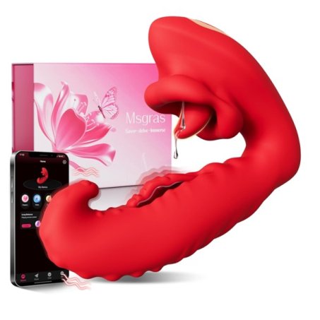 G Spot Vibrator Sex Toys - Msgras 3 in 1 Type-C Charge Rotating Tongue Clitoral Vibrators with 7 Licking & Flapping & Vibrating Modes, APP Control Anal Vibrator Dildo Stimulator Adult Toys for Women